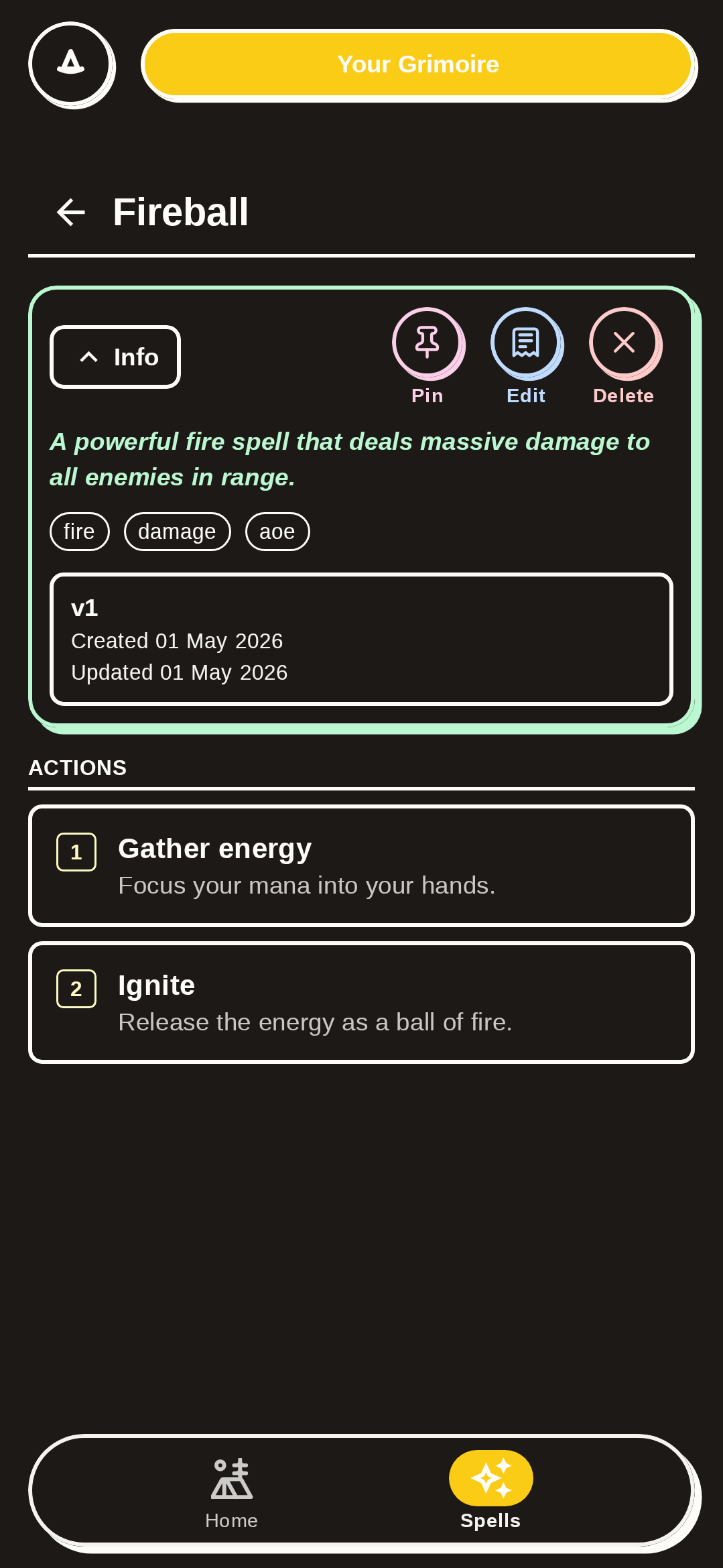 Fireball spell detail